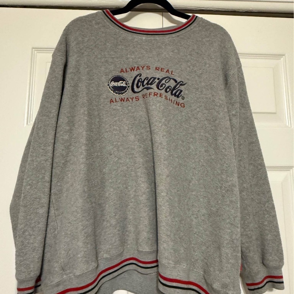 Coca Cola Gray Crewneck Sweater with Red Accents
